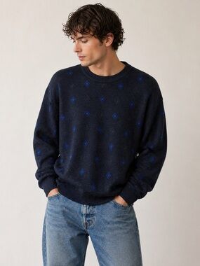 Vintage Tricots St Raphael Sweater Wool Multicolor Knit Crewneck Blue